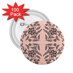 Floral Folk Damask Pattern  2 25  Buttons (100 Pack)  by Eskimos