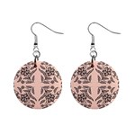 Floral folk damask pattern  Mini Button Earrings Front