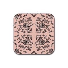 Floral Folk Damask Pattern  Rubber Coaster (square) by Eskimos