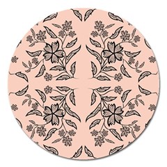 Floral Folk Damask Pattern  Magnet 5  (round) by Eskimos