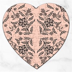 Floral folk damask pattern  Jigsaw Puzzle (Heart)