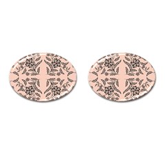 Floral folk damask pattern  Cufflinks (Oval)