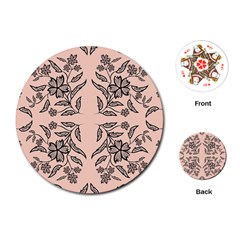 Floral folk damask pattern  Playing Cards Single Design (Round)