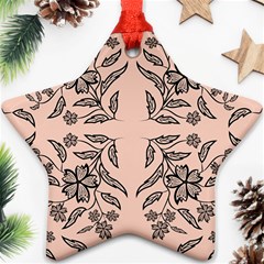 Floral Folk Damask Pattern  Star Ornament (two Sides) by Eskimos