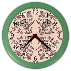 Floral folk damask pattern  Color Wall Clock