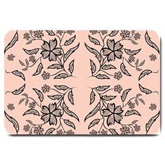 Floral Folk Damask Pattern  Large Doormat 