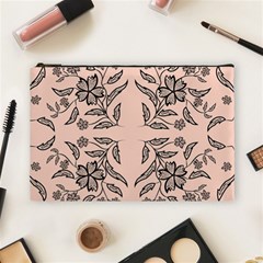 Floral Folk Damask Pattern  Cosmetic Bag (large) by Eskimos