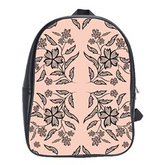 Floral folk damask pattern  School Bag (Large)