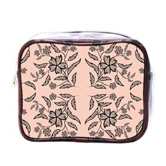 Floral folk damask pattern  Mini Toiletries Bag (One Side)