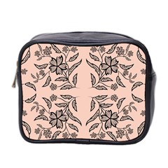 Floral Folk Damask Pattern  Mini Toiletries Bag (two Sides) by Eskimos