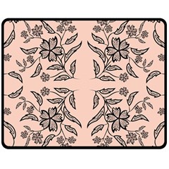 Floral Folk Damask Pattern  Fleece Blanket (medium)  by Eskimos