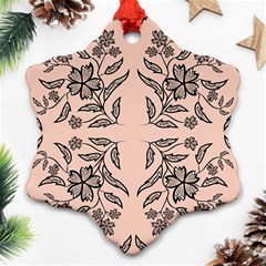 Floral folk damask pattern  Snowflake Ornament (Two Sides)