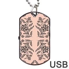 Floral folk damask pattern  Dog Tag USB Flash (Two Sides)