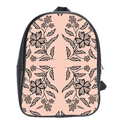 Floral folk damask pattern  School Bag (XL)