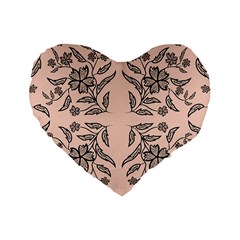 Floral folk damask pattern  Standard 16  Premium Heart Shape Cushions