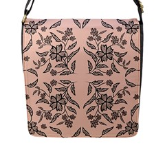 Floral Folk Damask Pattern  Flap Closure Messenger Bag (l) by Eskimos