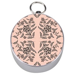 Floral Folk Damask Pattern  Silver Compasses by Eskimos