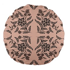 Floral folk damask pattern  Large 18  Premium Flano Round Cushions