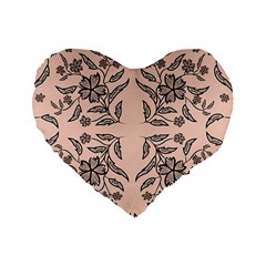 Floral Folk Damask Pattern  Standard 16  Premium Flano Heart Shape Cushions by Eskimos