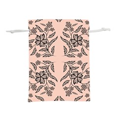 Floral Folk Damask Pattern  Lightweight Drawstring Pouch (l) by Eskimos