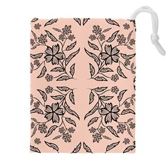 Floral folk damask pattern  Drawstring Pouch (4XL)