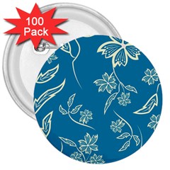 Folk Flowers Print Floral Pattern Ethnic Art 3  Buttons (100 Pack)  by Eskimos