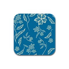 Folk Flowers Print Floral Pattern Ethnic Art Rubber Square Coaster (4 Pack) by Eskimos