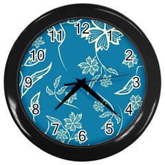 Folk Flowers Print Floral Pattern Ethnic Art Wall Clock (black) by Eskimos