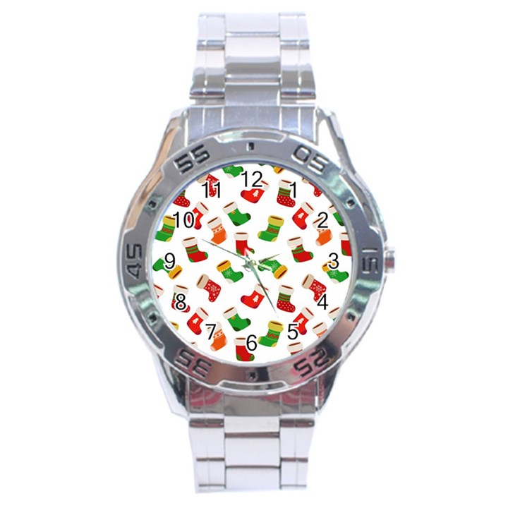 New Year s Multicolored Socks Stainless Steel Analogue Watch