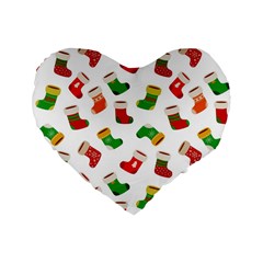 New Year s Multicolored Socks Standard 16  Premium Flano Heart Shape Cushions by SychEva