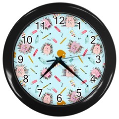 Hedgehogs Artists Wall Clock (black) by SychEva