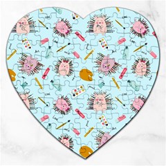 Hedgehogs Artists Jigsaw Puzzle (heart) by SychEva