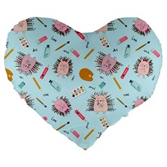 Hedgehogs Artists Large 19  Premium Flano Heart Shape Cushions by SychEva