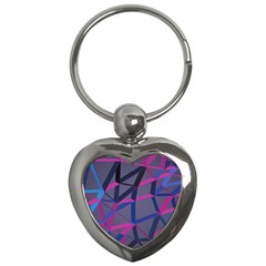 3d Lovely Geo Lines Key Chain (heart) by Uniqued