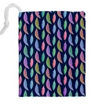 Colorful Feathers Drawstring Pouch (4XL) Back