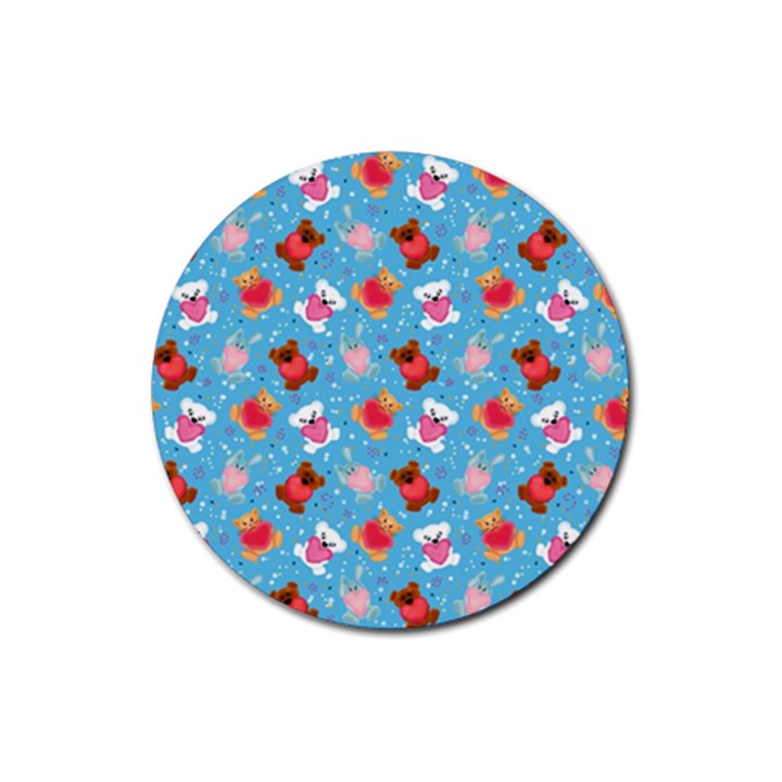 Cute Cats And Bears Rubber Coaster (Round)