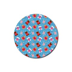 Cute Cats And Bears Rubber Round Coaster (4 Pack) by SychEva