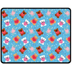 Cute Cats And Bears Double Sided Fleece Blanket (medium)  by SychEva