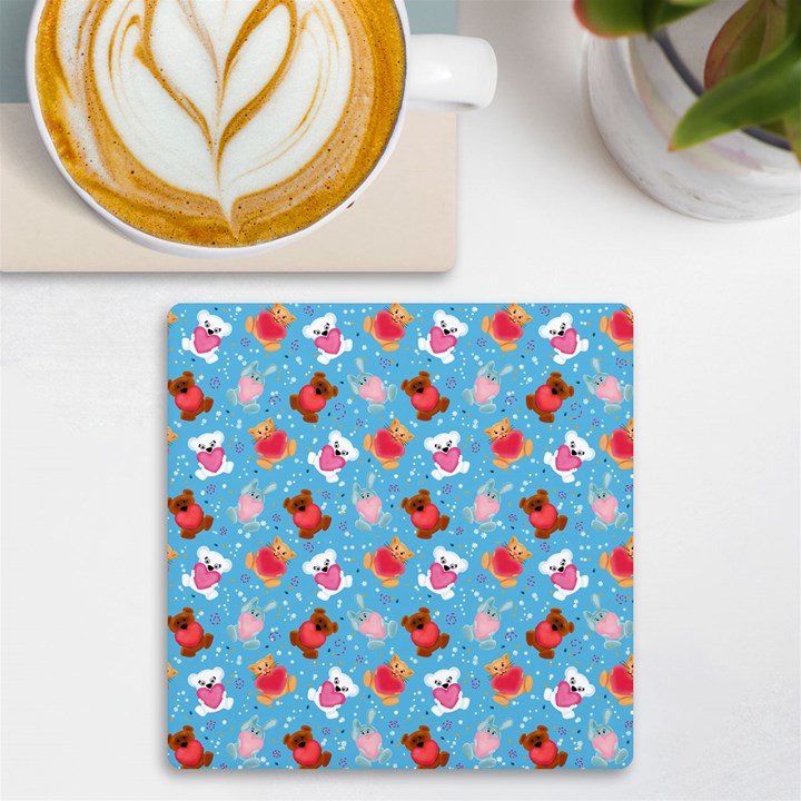 Cute Cats And Bears UV Print Square Tile Coaster 