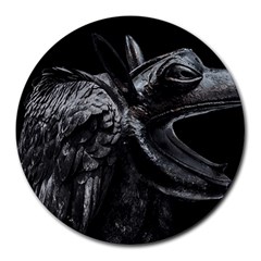 Creepy Monster Bird Portrait Artwork Round Mousepads by dflcprintsclothing