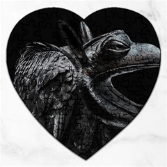 Creepy Monster Bird Portrait Artwork Jigsaw Puzzle (heart) by dflcprintsclothing