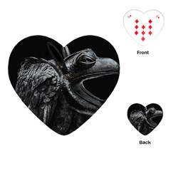 Creepy Monster Bird Portrait Artwork Playing Cards Single Design (heart) by dflcprintsclothing