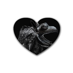 Creepy Monster Bird Portrait Artwork Rubber Heart Coaster (4 Pack) by dflcprintsclothing