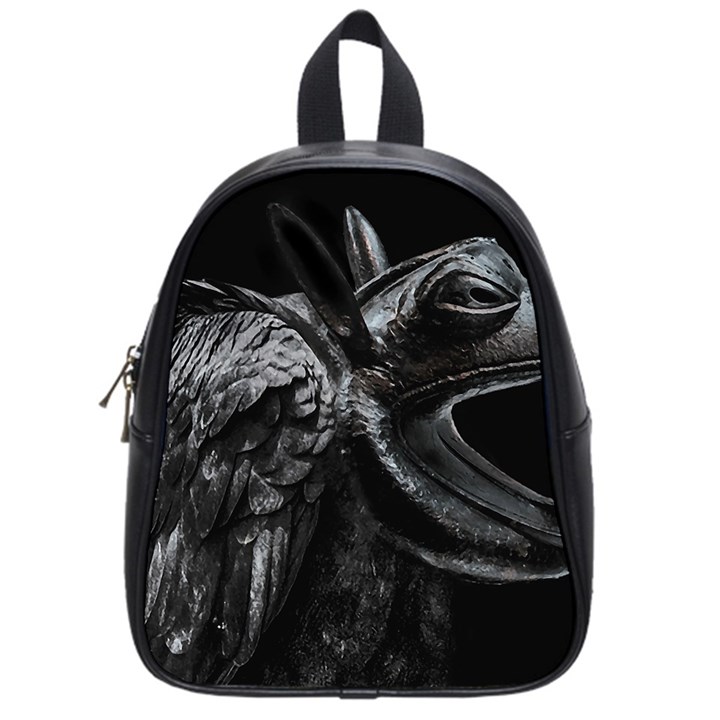 Creepy Monster Bird Portrait Artwork School Bag (Small)