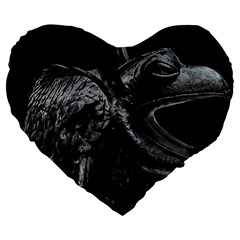 Creepy Monster Bird Portrait Artwork Large 19  Premium Heart Shape Cushions by dflcprintsclothing