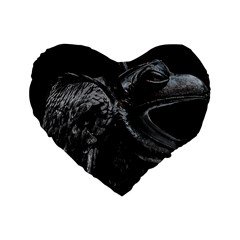 Creepy Monster Bird Portrait Artwork Standard 16  Premium Flano Heart Shape Cushions by dflcprintsclothing