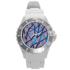 3d Lovely Geo Lines 2 Round Plastic Sport Watch (l)