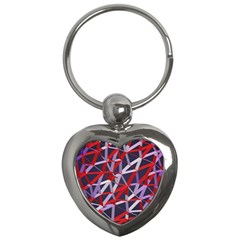 3d Lovely Geo Lines Vii Key Chain (heart) by Uniqued