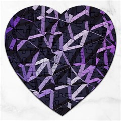 3d Lovely Geo Lines Vi Jigsaw Puzzle (heart) by Uniqued