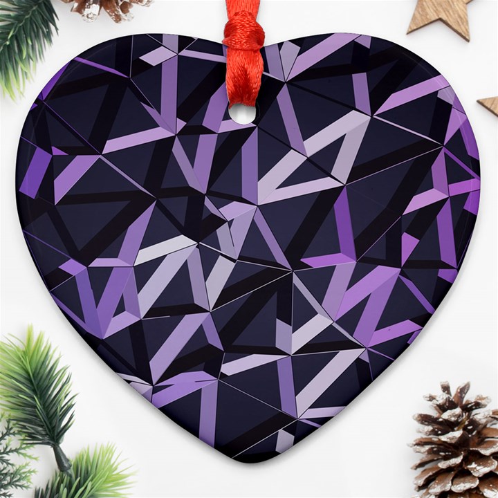 3d Lovely Geo Lines Vi Heart Ornament (Two Sides)